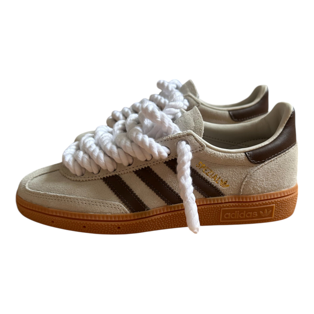 ADIDAS Spezial Beige/Braun Customized - Rope Schnürsenkel Weiß
