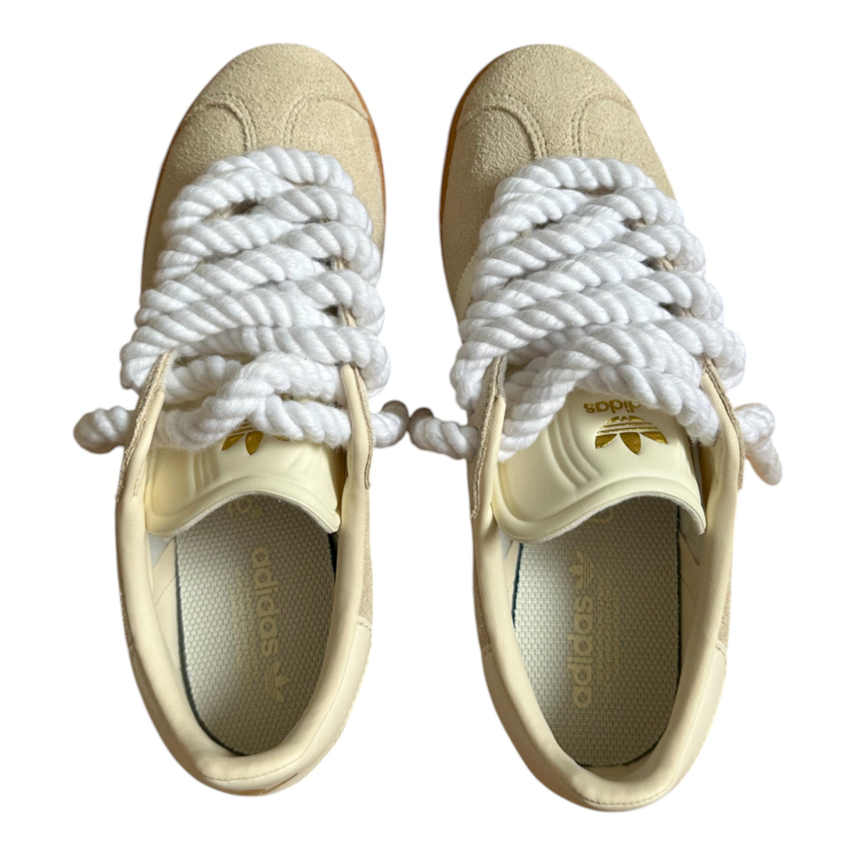ADIDAS Gazelle Beige Customized - Rope Schnürsenkel Weiß