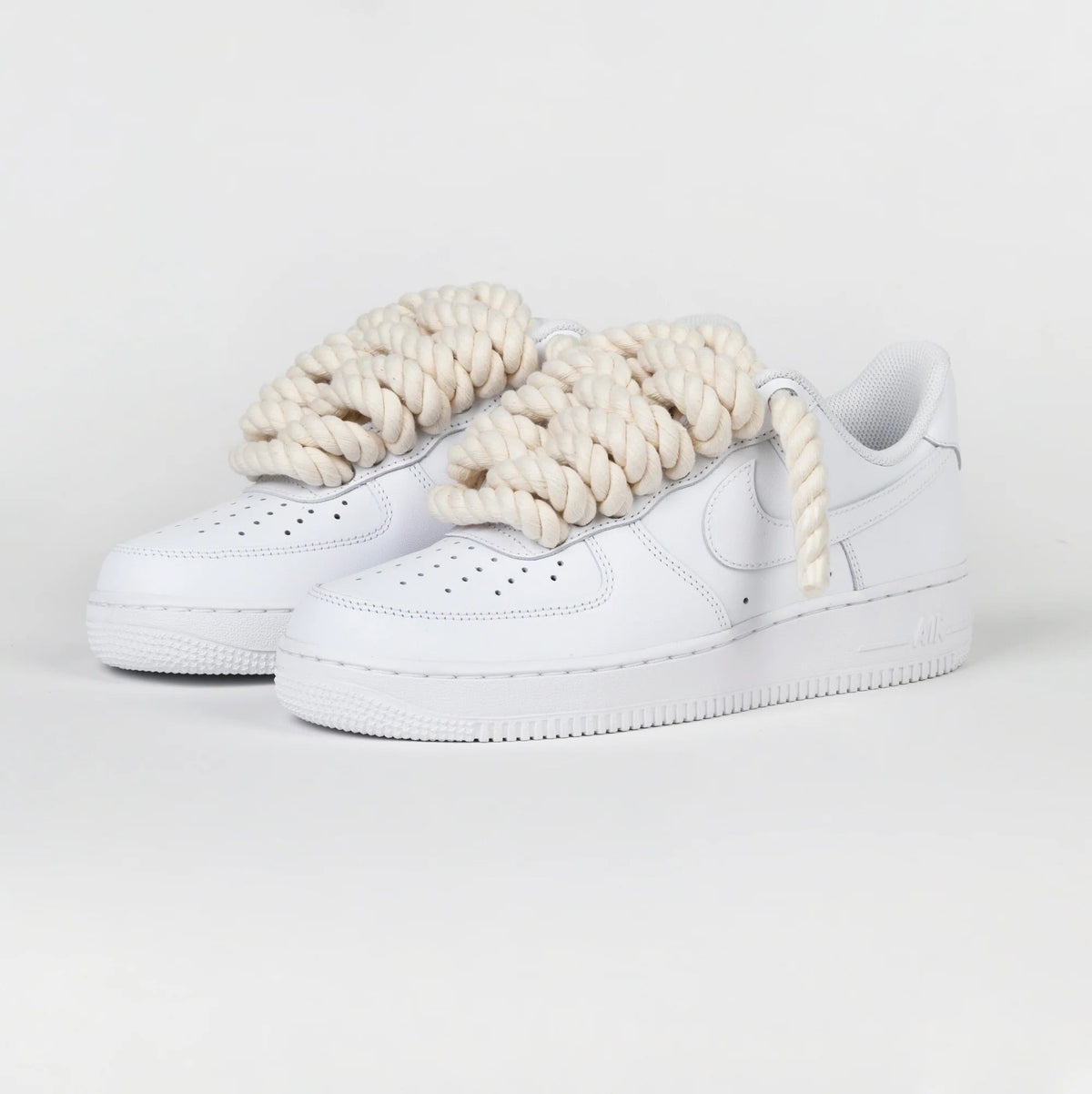 Custom Nike AIR Force 1 Sneaker - Rope Schnürsenkel Creme - julescustomizedkicks