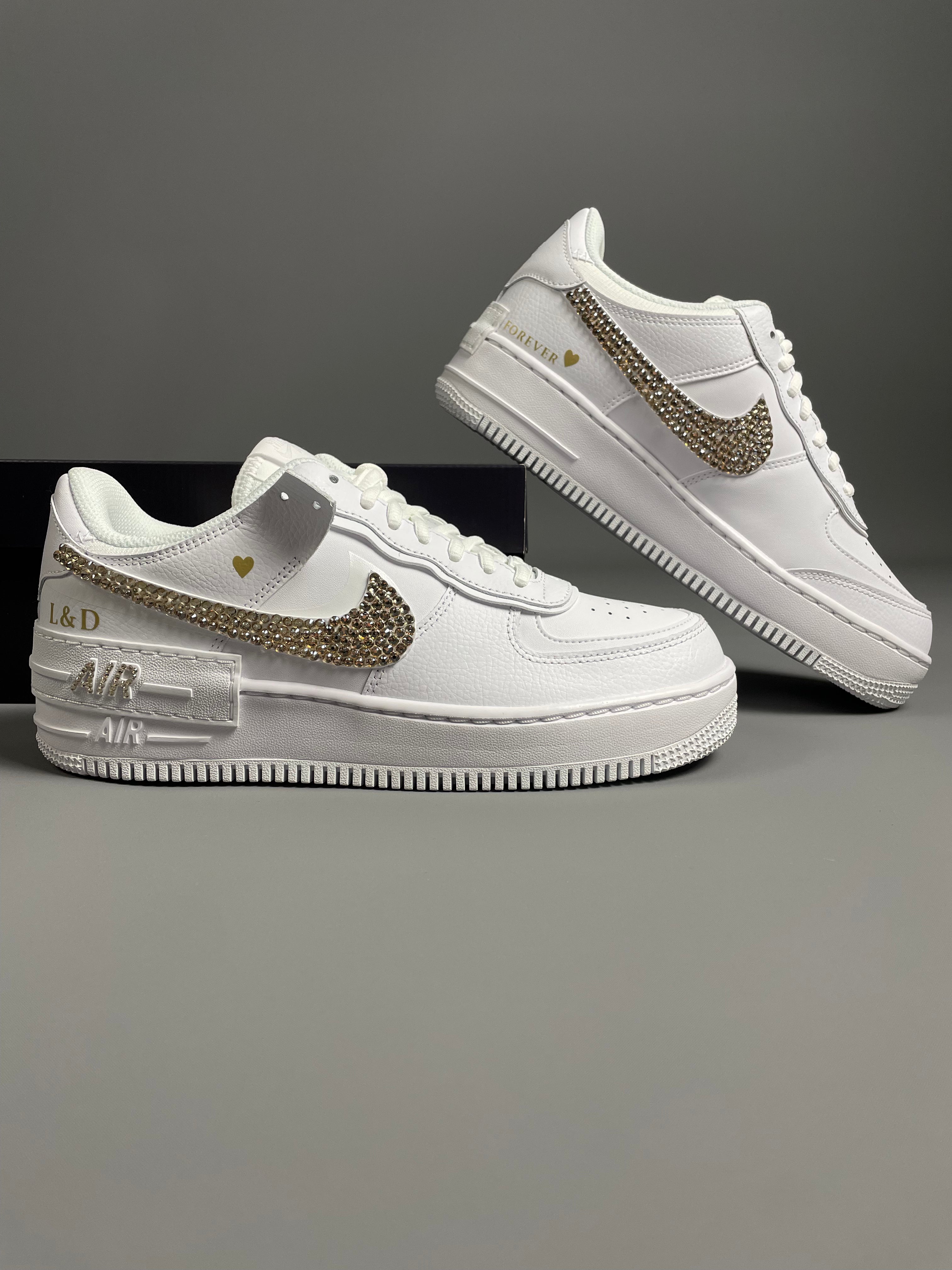 Custom Nike AIR Force Shadow 1 Sneaker - ROSE GOLD Swarovski Strasssteine WEDDING EDITION