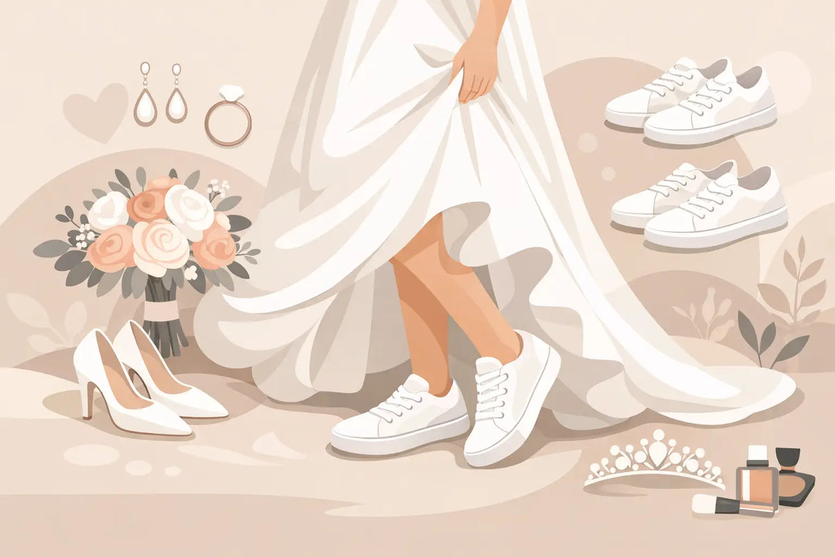 Bequeme Sneaker für Brautkleid richtig stylen