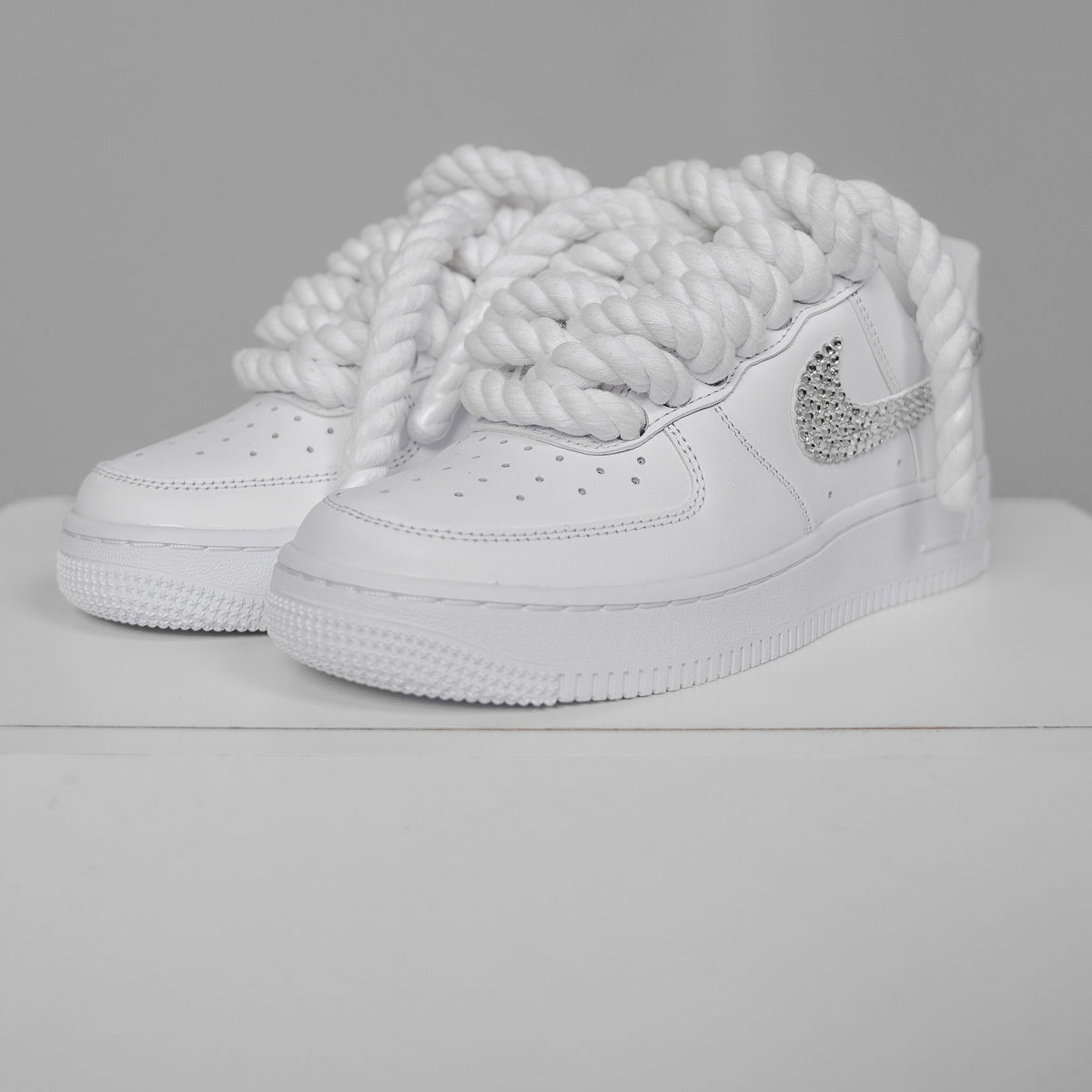 Custom Nike AIR Force 1 Sneaker - Swaro x Dicke/Rope Schnürsenkel White