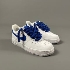 Custom Nike AIR Force 1 Sneaker - Rope Schnürsenkel Blaue Edition