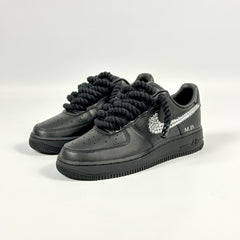 Custom Nike AIR Force 1 Sneaker - Swarov x Dicke/Rope Schnürsenkel Schwarz