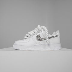 Custom Nike AIR Force 1 Sneaker - Swaro x Dicke/Rope Schnürsenkel White