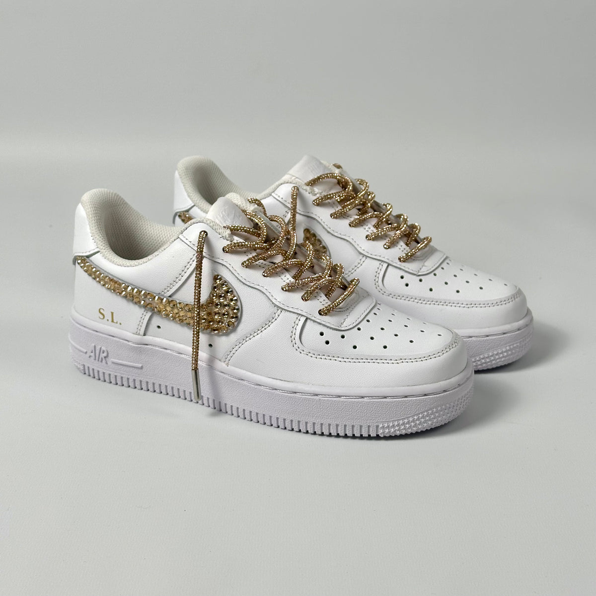 Custom Nike AIR Force 1 Custom Sneaker - Swarovski Rhinestones GOLD EDITION
