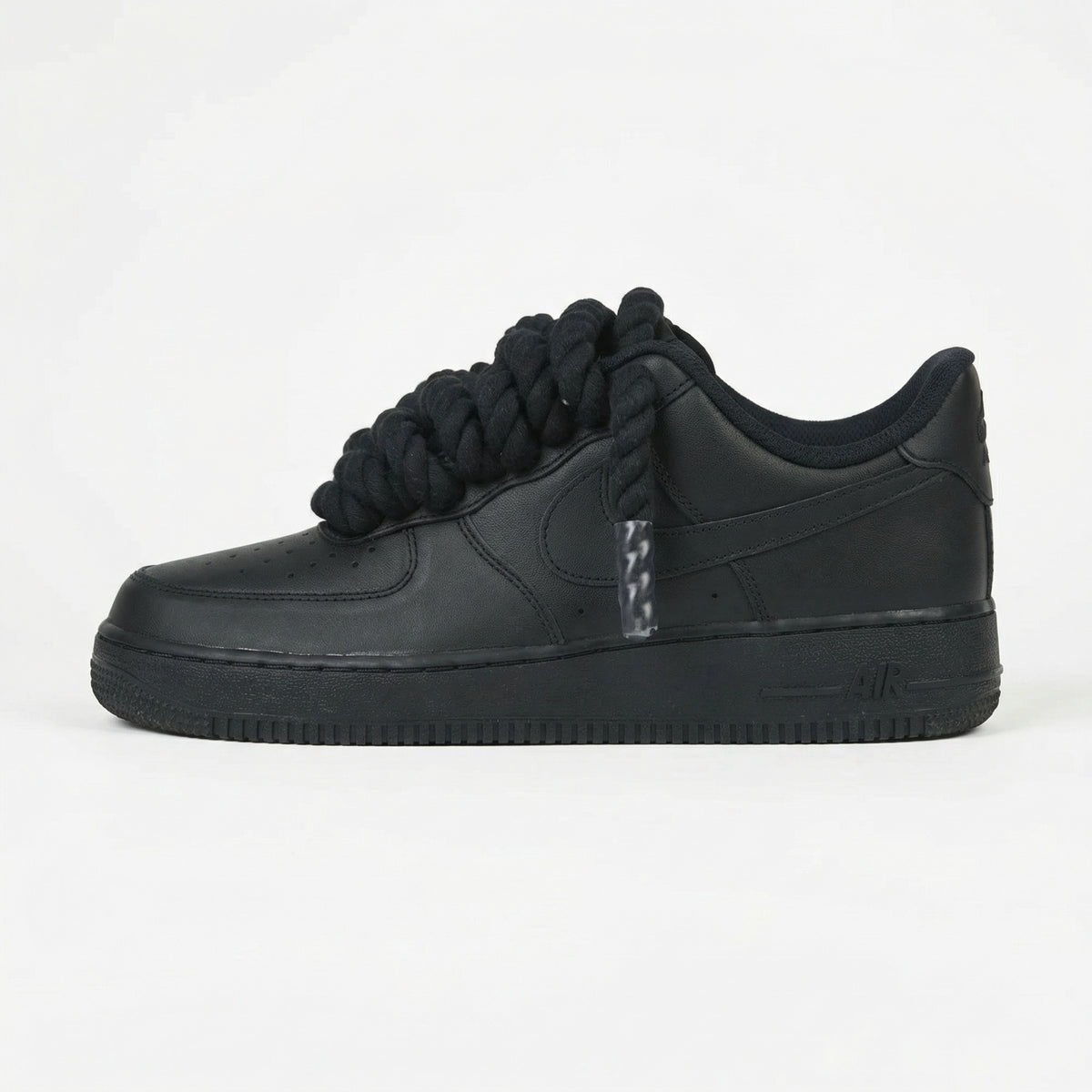 Custom Nike AIR Force 1 Sneaker - Dicke/Rope Schnürsenkel Schwarz