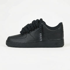 Custom Nike AIR Force 1 Sneaker - Dicke/Rope Schnürsenkel Schwarz