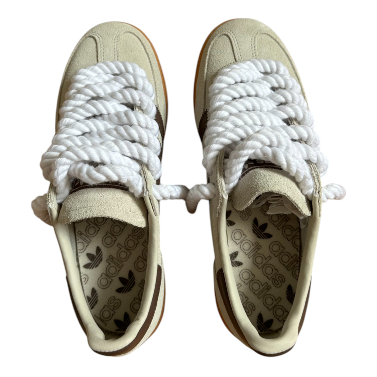 ADIDAS Spezial Beige/Braun Customized - Rope Schnürsenkel Weiß