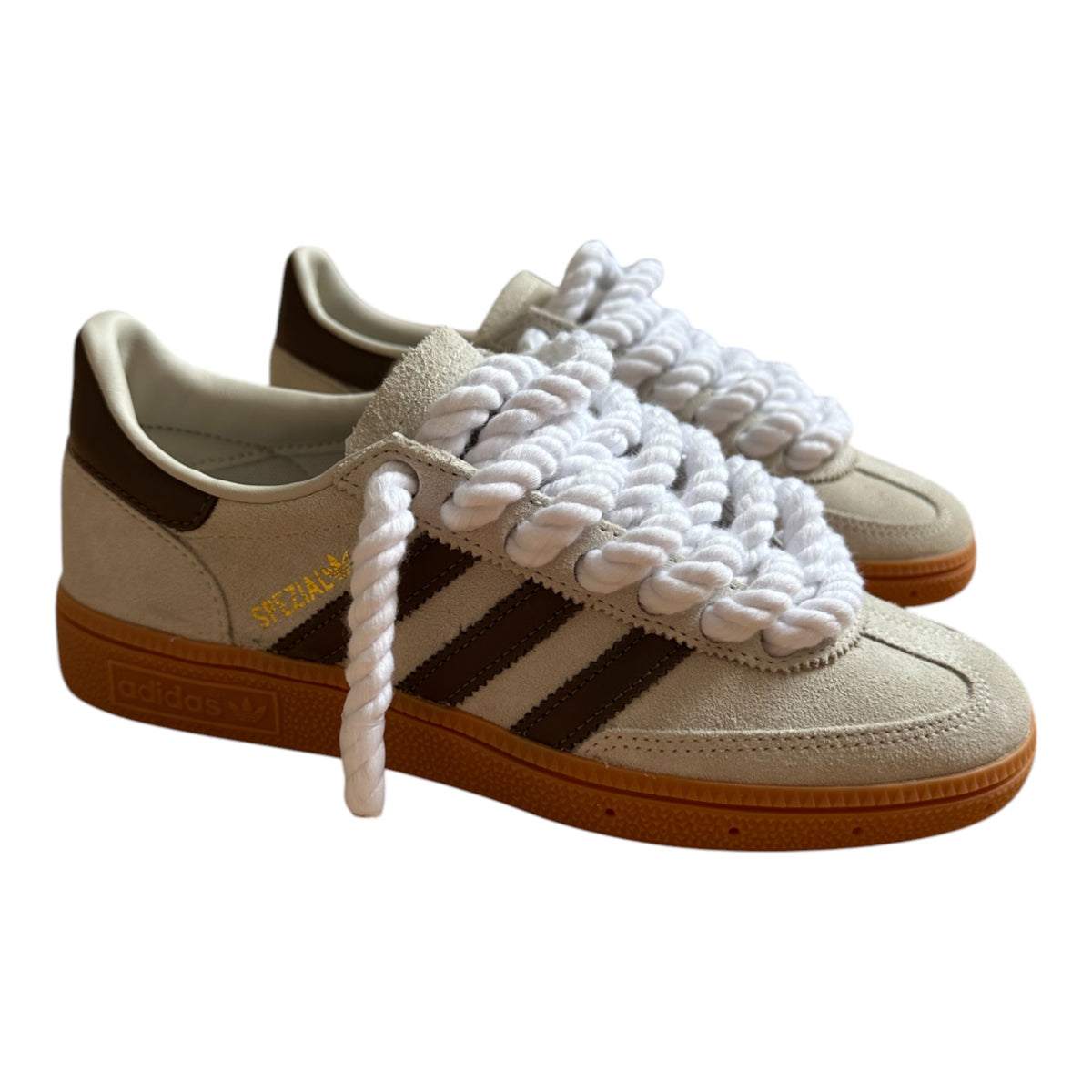 ADIDAS Spezial Beige/Braun Customized - Rope Schnürsenkel Weiß