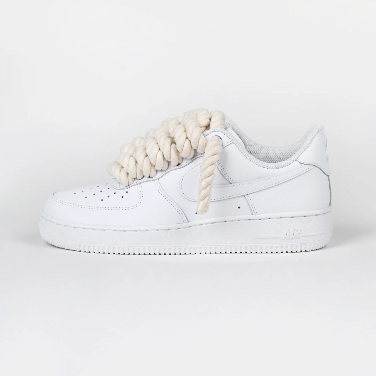 Custom Nike AIR Force 1 Sneaker - Rope Schnürsenkel Creme - julescustomizedkicks