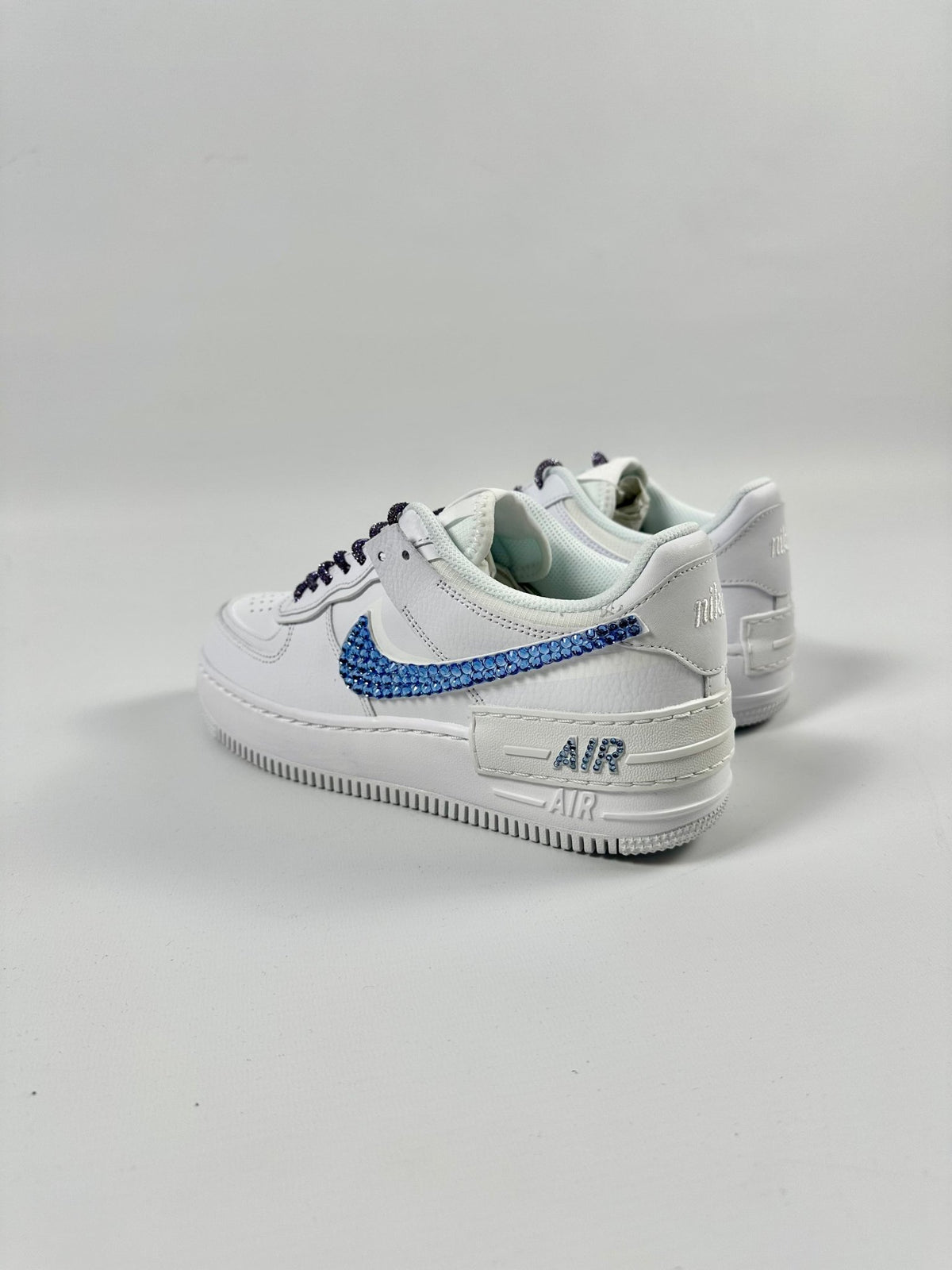 Custom Nike AIR Force Shadow 1 Sneaker - Swarovski Strasssteine 2.0 Blue - julescustomizedkicks