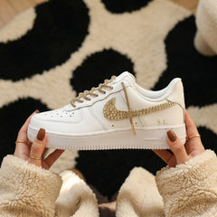 Custom Nike AIR Force 1 Custom Sneaker - Swarovski Rhinestones GOLD EDITION