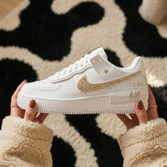 Custom Nike AIR Force Shadow 1 Sneaker - ROSE GOLD Swarovski Strasssteine WEDDING EDITION