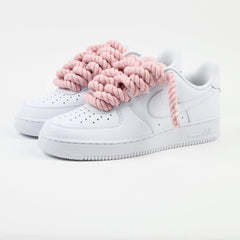Custom Nike AIR Force 1 Sneaker - Rope Schnürsenkel Pink - julescustomizedkicks