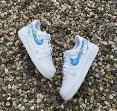 Custom Nike AIR Force 1 Sneaker - Blue Cherry Blossom
